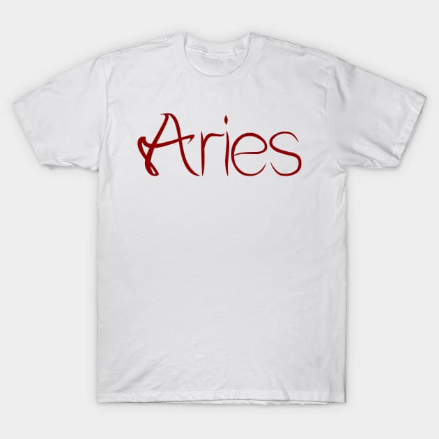 Fancy Aries Script T-Shirt by Hot Like An Aries